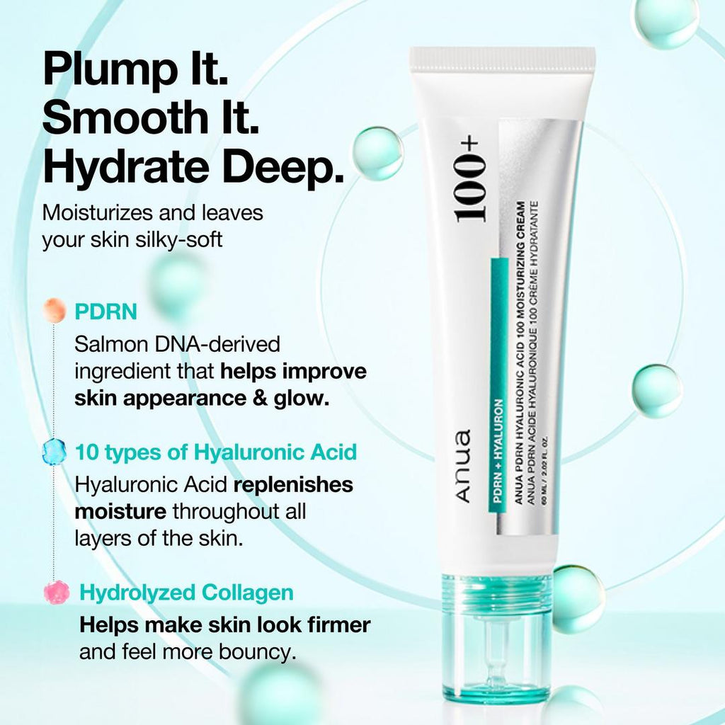 ANUA 100+ PDRN Hyaluronic Acid Moisturizing Cream (2.02 fl.oz)